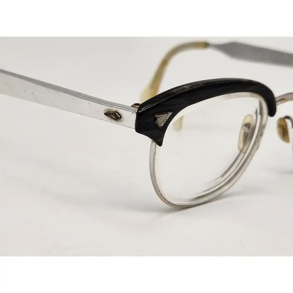 American Optical AO Mens Silver Browline Eyeglass Frame 1/10 12KGF 5 3/4 Vintage
